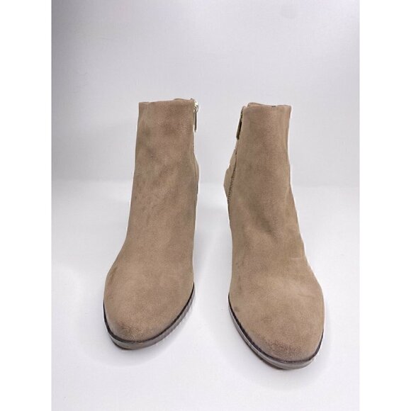 Sam Edelman Boots Size 9 W Women's LUCCA Four Buckle Suede Block Heel Boot Beige - Picture 3 of 7